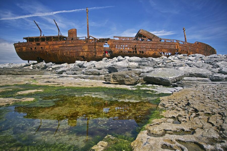 Galway: Day Trip Ferry to Inis Oírr (Aran Islands) - Sandy beaches and the two big historic anchors: O’Brien’s Castle and Plassey Shipwreck